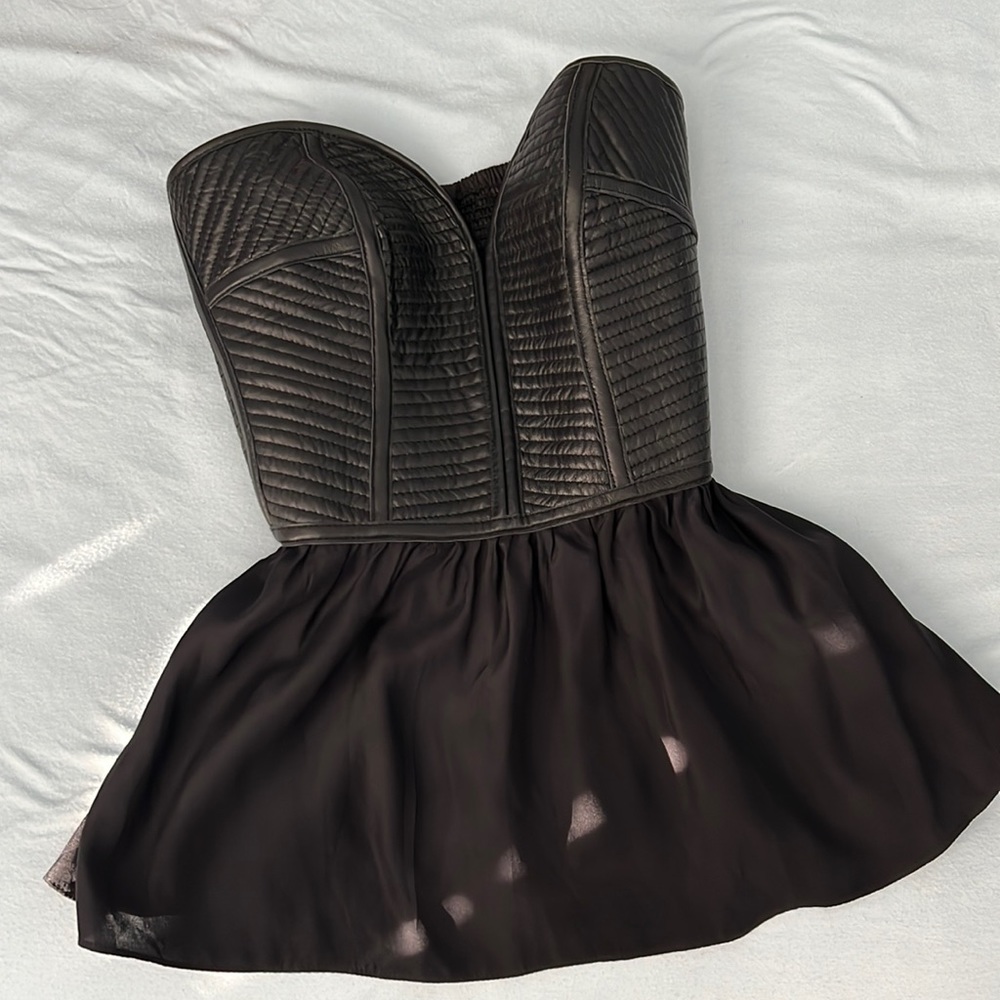 Parker leather peplum top size large new NWT